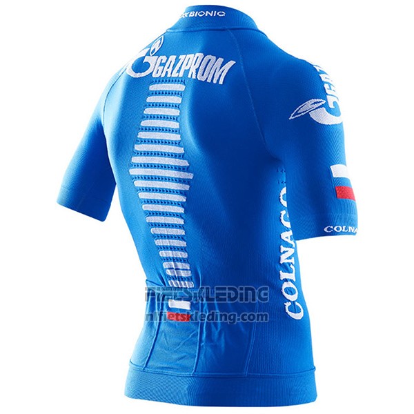 2017 Fietskleding Gazprom Rusvelo Colnago Blauw Korte Mouwen en Koersbroek